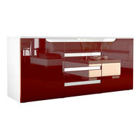 SIDEBOARD Sintra Bordeaux Hochglanz / Weiß Hochglanz - Bordeaux, Holzwerkstoff (139/72/35cm) - Vladon