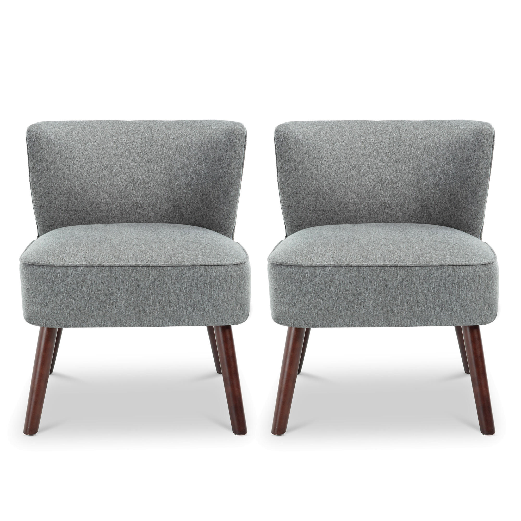 COCKTAILSESSEL 2er-Set Jofi aus dunkelgrauem Stoff - Dunkelgrau/Dunkelbraun, Holz/Textil (56/70.5/67cm) - Sicaan