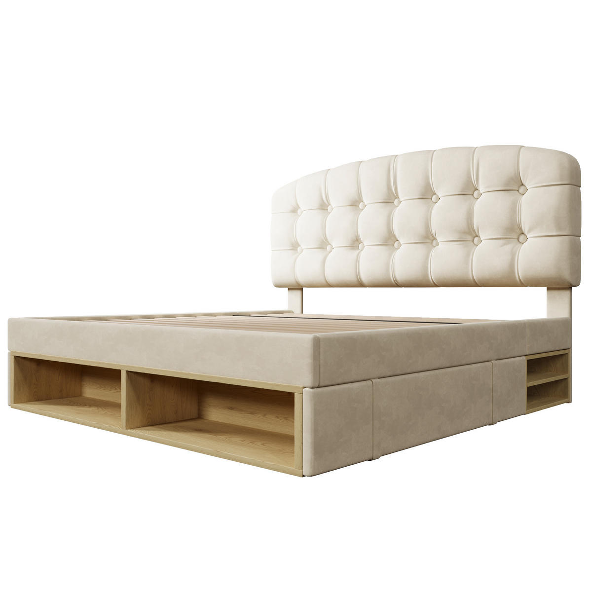 POLSTERBETT 140/200 cm Beige mit 2 Schubladen und Stauraum - Beige, Textil (140/200cm) - Oxeza