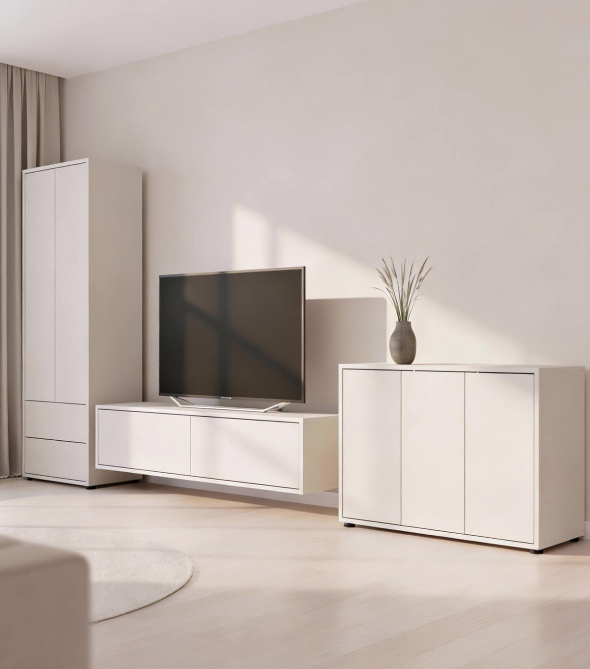 HOCHSCHRANK Der Aufrechte - Beige, Holzwerkstoff (70/188/36cm) - Mokebo