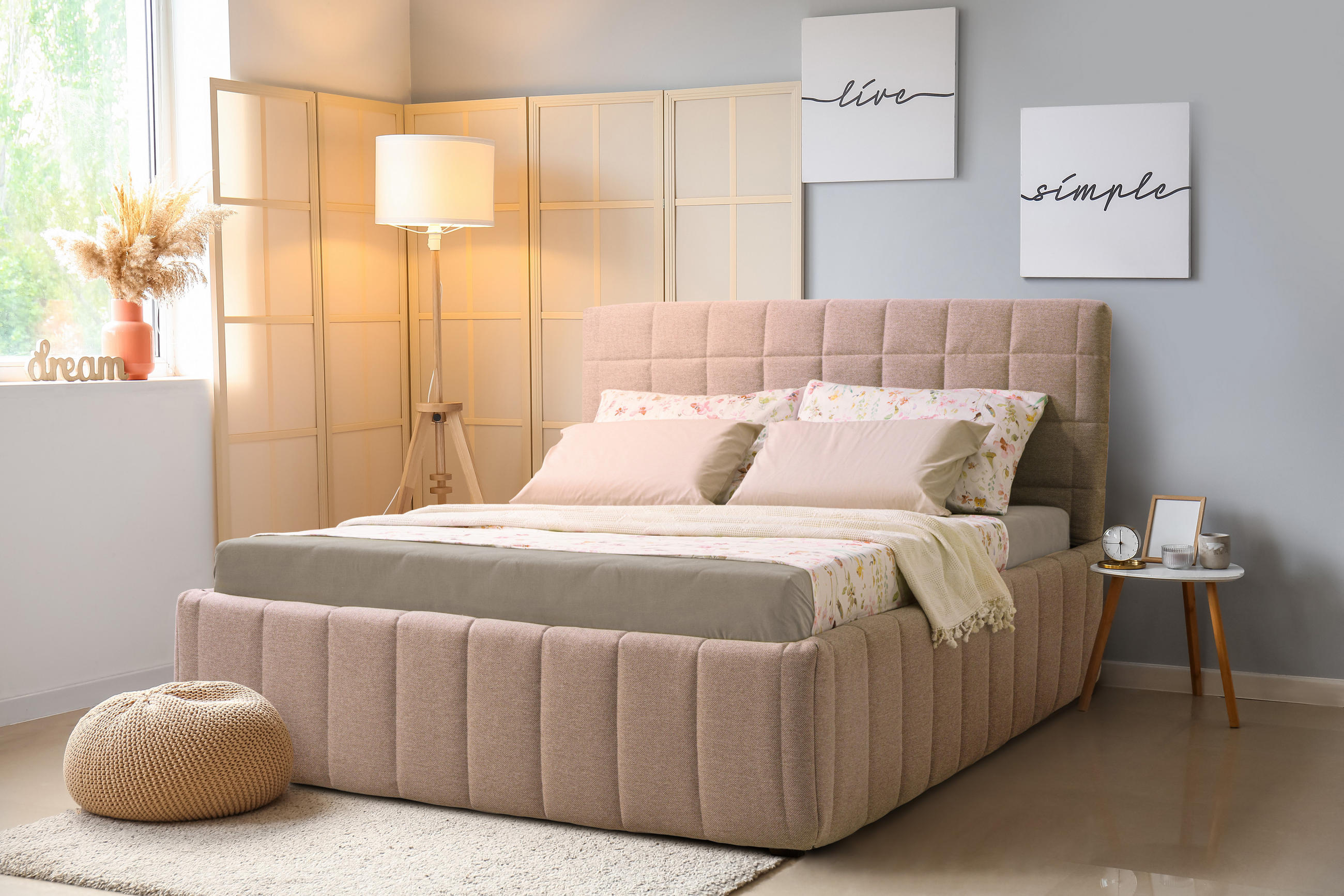 POLSTERBETT Quadro Grande 160x200 in Siena Beige - Beige, Holz (160/200cm) - Letti Moderni