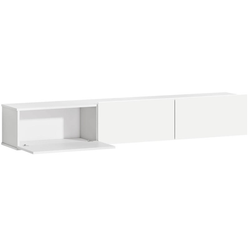 TV-LOWBOARD aus Holz 180x32x30 cm cm Weiß zur Wandmontage mit 3 Klappen und Soft-Close - Weiß, Holzwerkstoff (180/29.8/31.5cm) - Modfu