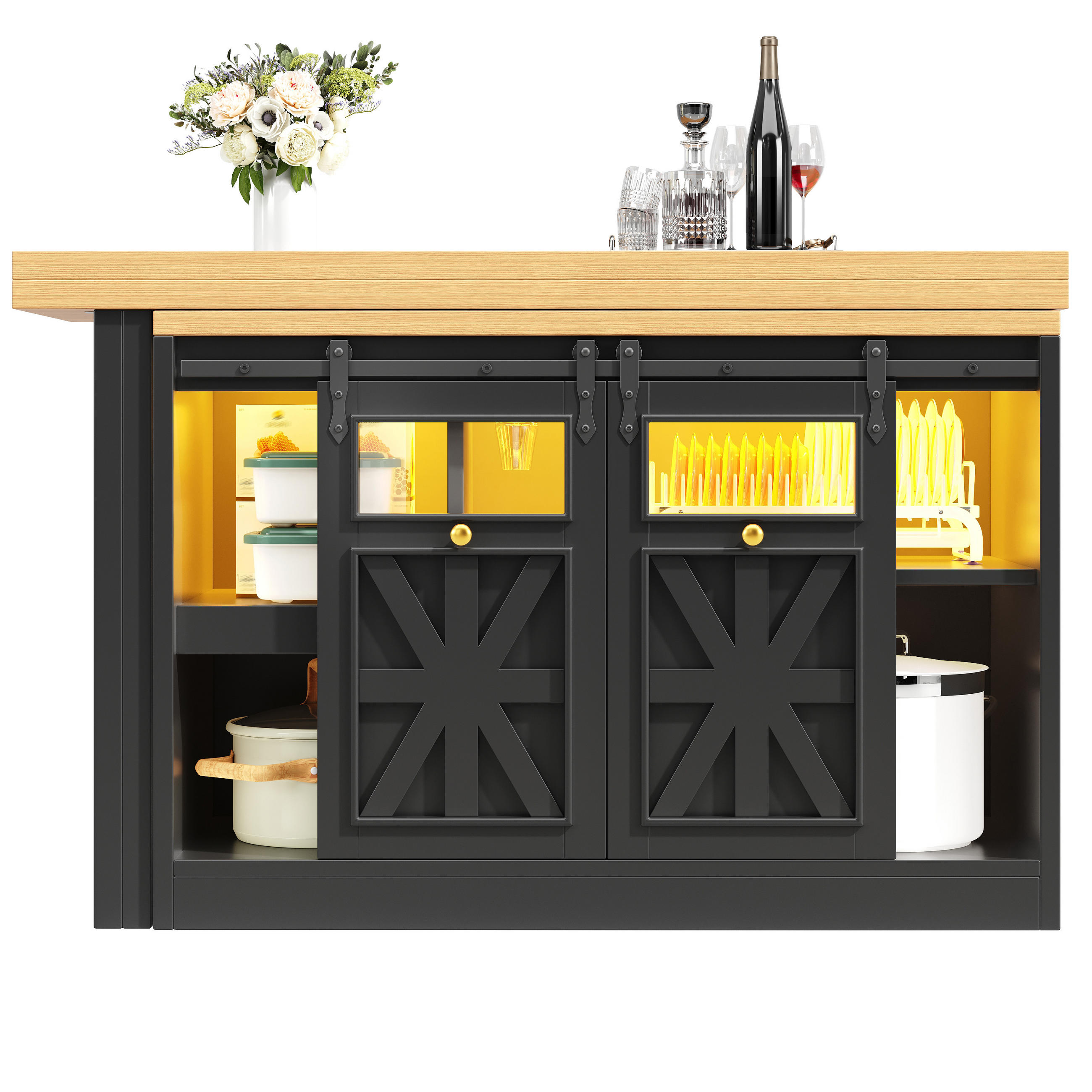 BARTISCH DE-38582 ausziehbar 120-197 cm 360° drehbar und RGB-LED Schwarz - Schwarz, Holzwerkstoff (40/120/72cm) - ComfortXL
