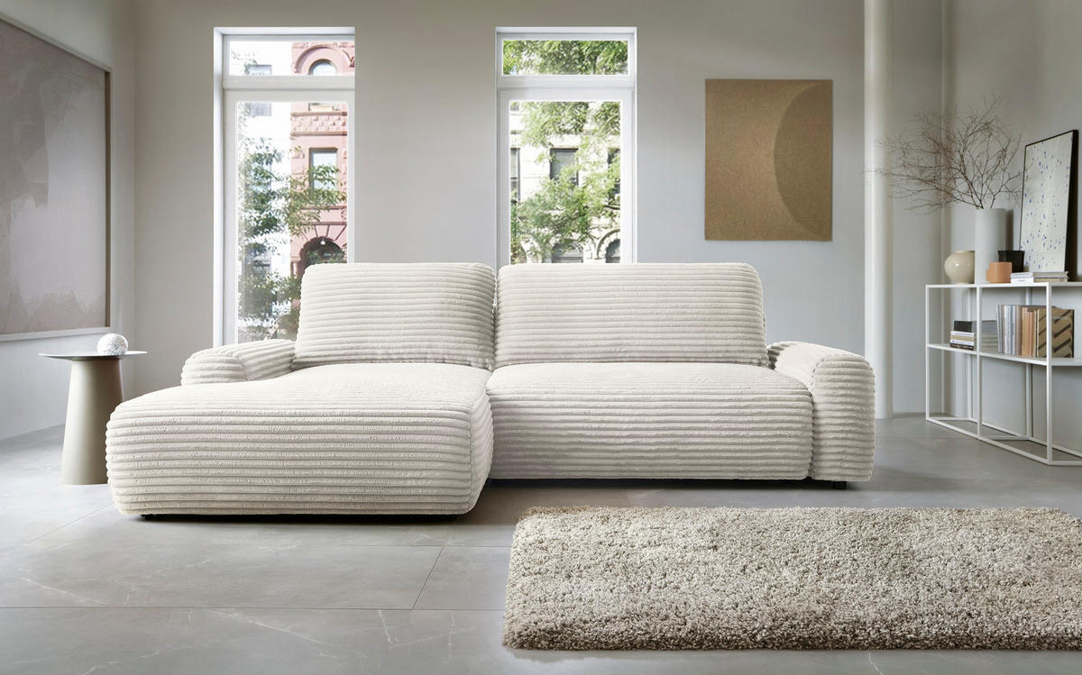 ECKSOFA Cordina Weiß, mit Schlaffunktion und Bettzeugbehälter, linke seite - Weiß, Holzwerkstoff (264/162cm) - Bettso