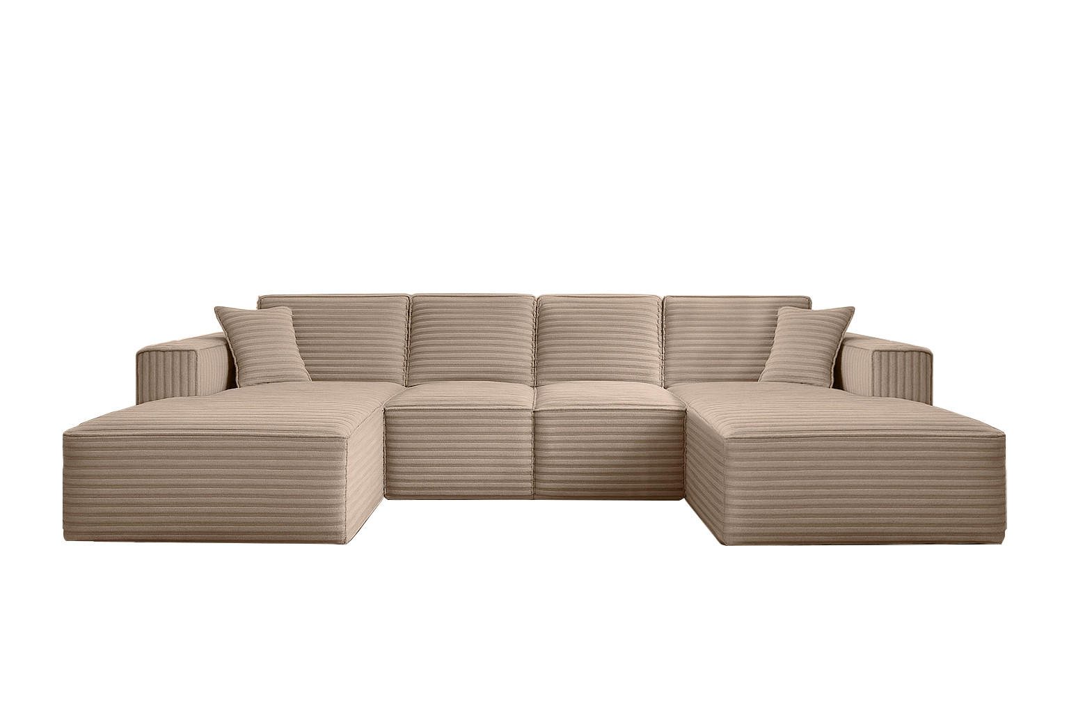 ECKSOFA Siena U ein Stil, der zum Entspannen einlädt, Stoff Velo Beige - Beige, Holz/Textil (344/73cm) - Kaiser Möbel