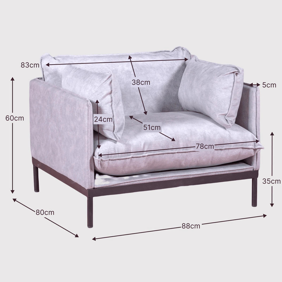 1-SITZER-SOFA Textil Grau - Grau, Textil (88/60/80cm) - Nest Dream