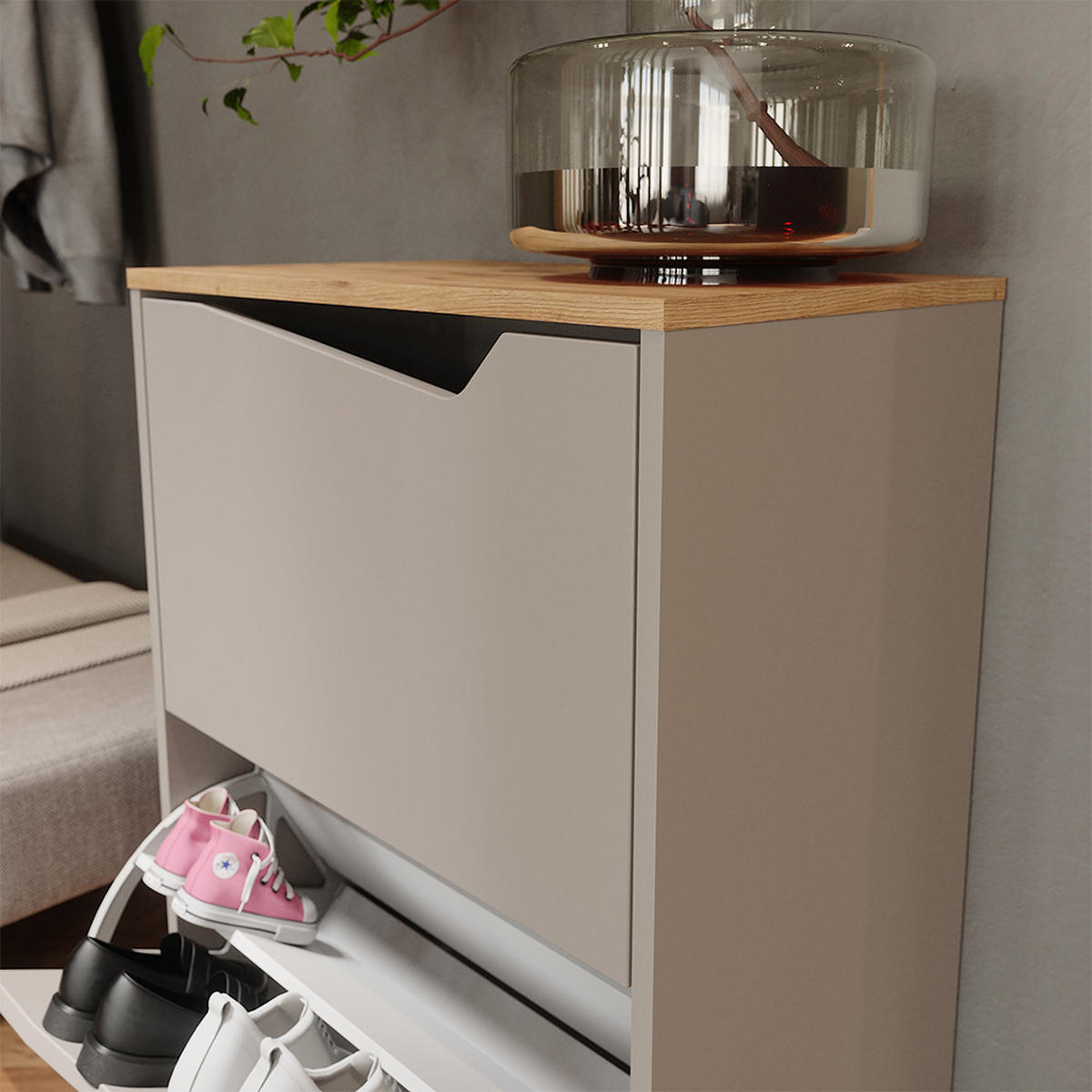 BOTNÍK NA BOTY Marelle Béžový dub/Artisan - šedobéžová, kompozitní dřevo (60/91.6/38cm) - Vicco