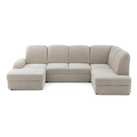 ECKSOFA VIBE U Rechts mit Schlaffunktion 129x263 Chenille Beige - Beige/Schwarz, Holz/Kunststoff (186/102/280cm) - Muffo