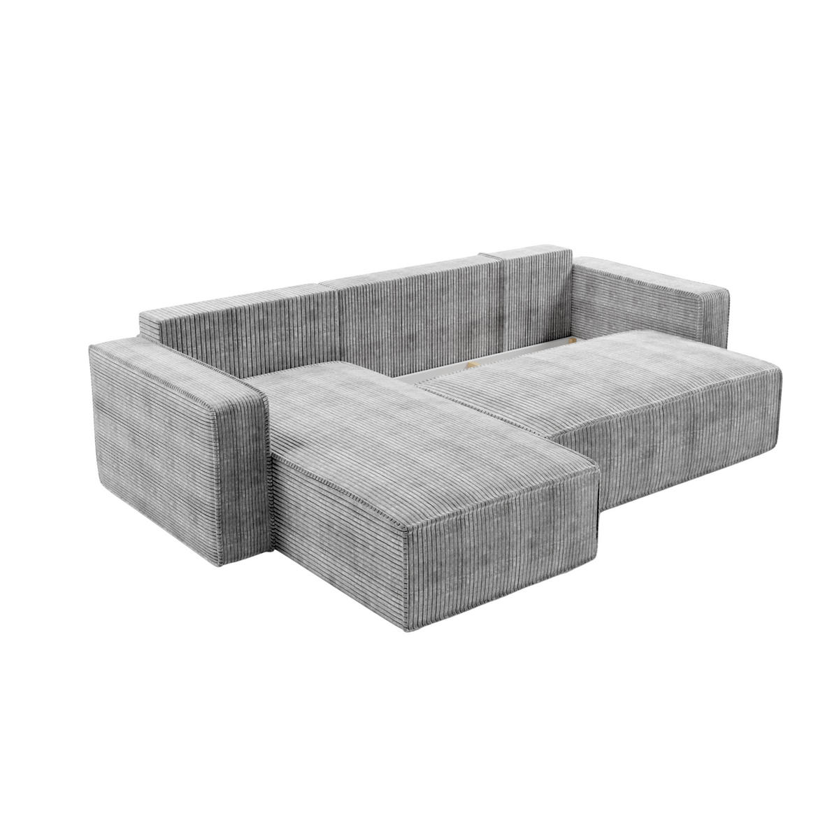 ECKSOFA BRIK 258x169 cm, Meerblau Cord Poso, Schlaffunktion & Bettkasten - Dunkelblau, Textil (258/169cm) - Excellent Home