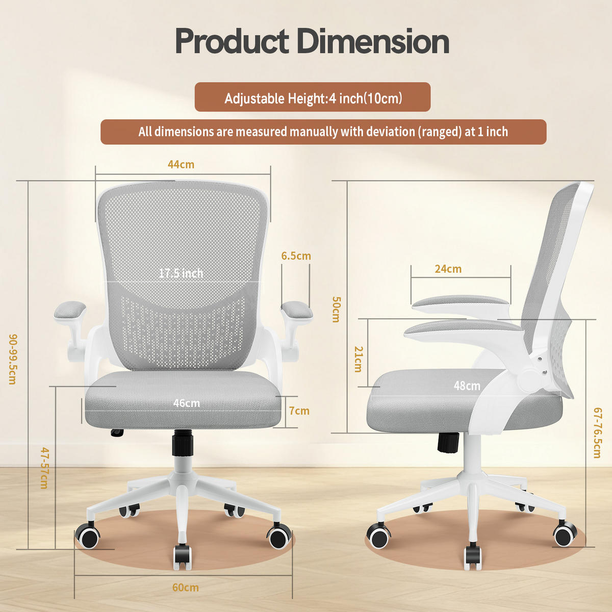 BÜROSTUHL Weiß-Grau ergonomisch mit Aufbewahrung Mesh - Grau, Metall (26/51/51cm) - Rattrix