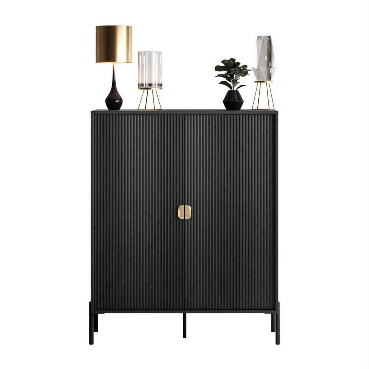 KOMMODE DALIA - Goldfarben/Schwarz, Holzwerkstoff (104/127/40cm) - Lookway