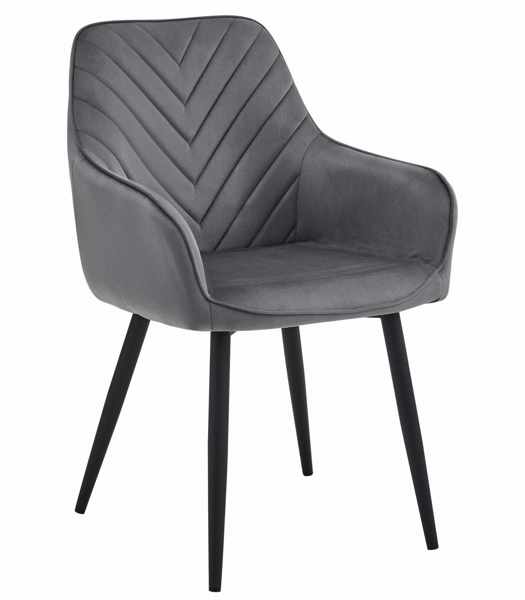 STUHL NEMI 1 Stück, Grau, Schwarz, mit Samtstoff gepolstert - Anthrazit, Textil/Metall (54/84/61cm) - Komodee