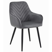 STUHL NEMI 1 Stück, Grau, Schwarz, mit Samtstoff gepolstert - Anthrazit, Textil/Metall (54/84/61cm) - Komodee