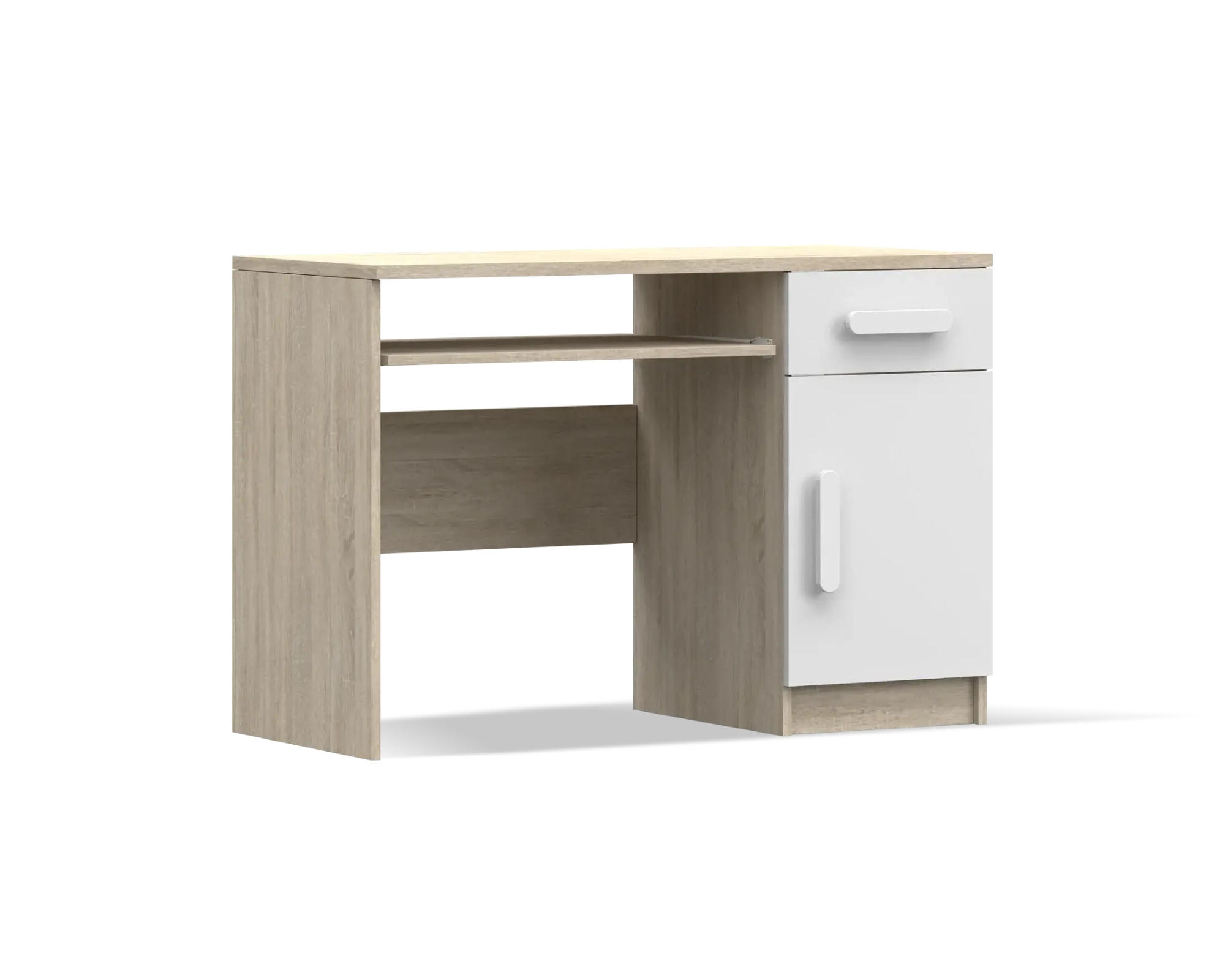 KINDERSCHREIBTISCH INGE 08 110/75/50 cm Weiß+Sonoma/Weiß - Weiß/Grau, Holzwerkstoff (110/75/50cm) - Deine Möbel 24