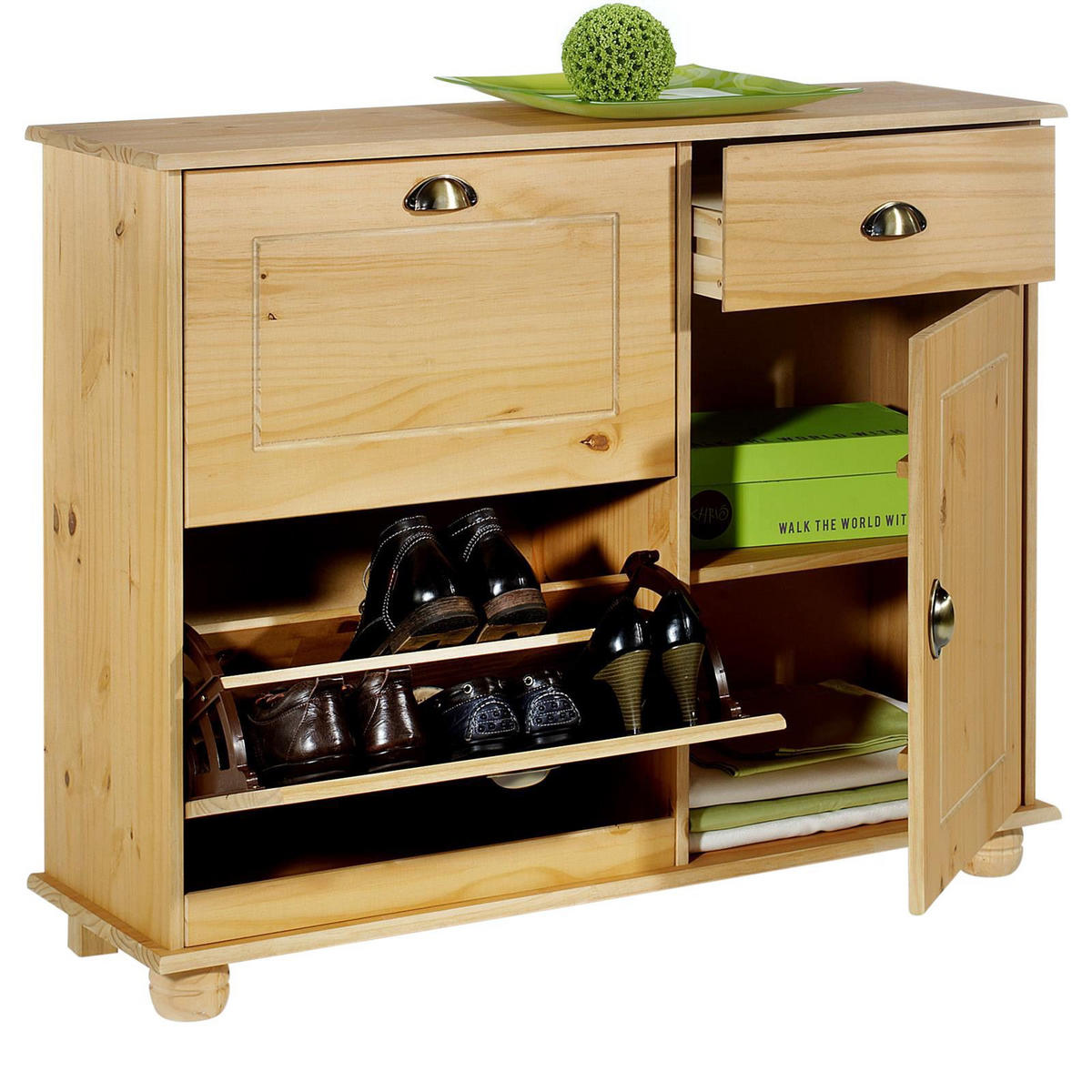 SCHUHSCHRANK COLMAR-2 - Kieferfarben, Holz (106/85/32cm) - IDIMEX
