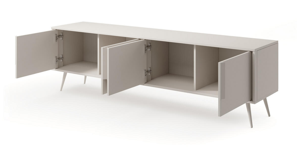TV Lowboard 186 cm Fabora, Kaschmir, 4 Türen - Kaschmir, Holz/Metall (186/54/40cm) - Emporius
