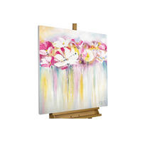 ÖLGEMÄLDE 80/80 cm - Pink/Weiß, Holz/Textil (1.6/80cm) - KUNSTLOFT