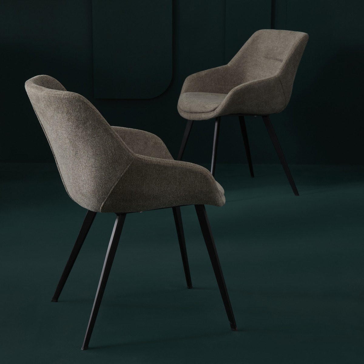 BRIDGE-SESSEL (Set aus 2) aus taupefarbenem stoff - colombe 64/58/79 cm - Beige, Metall (58/79/64cm) - Signature