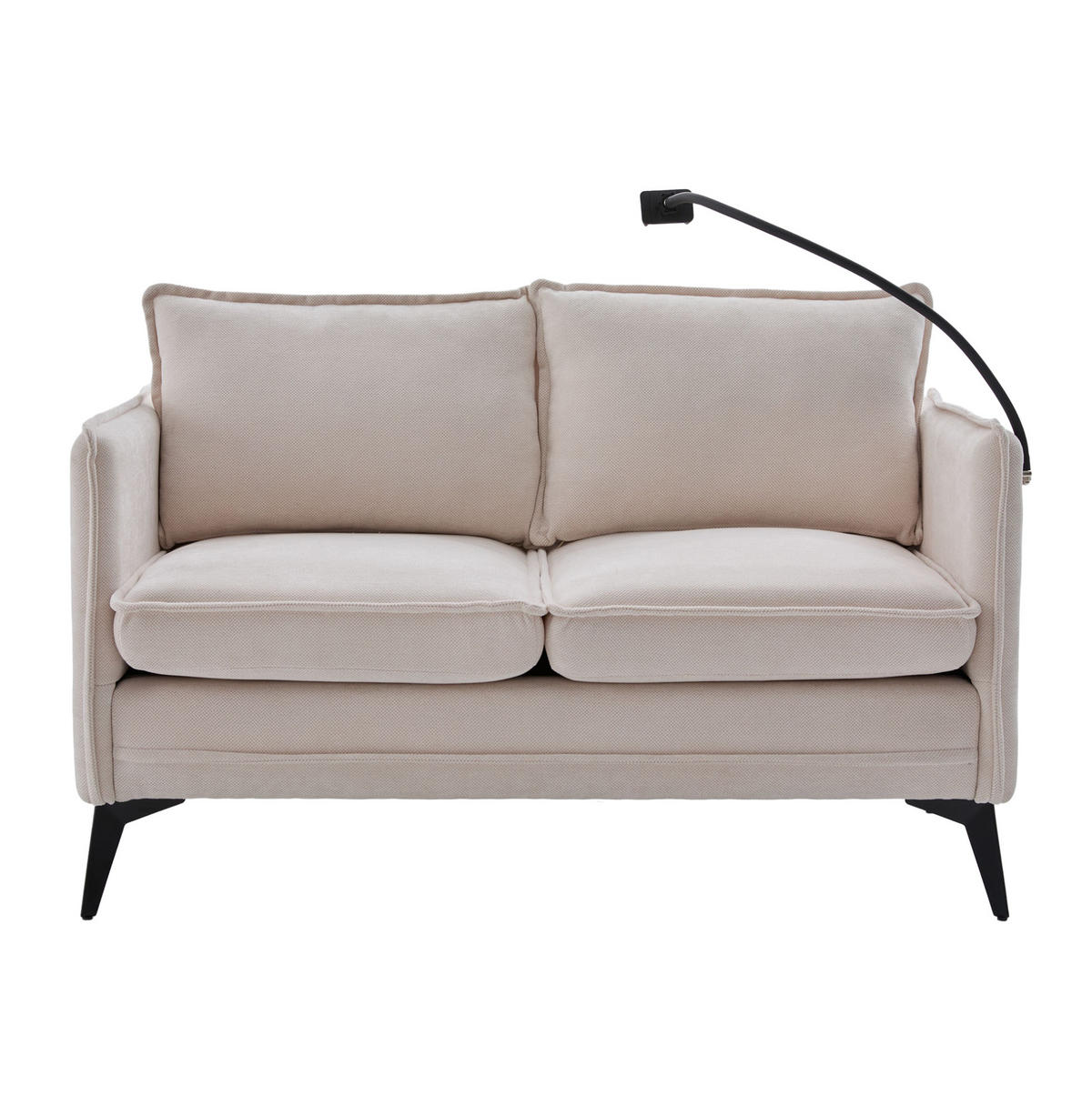 2-SITZER-SOFA aus Chenille 69x127x66 cm Beige mit Handyhalter und Seitentaschen - Beige, Textil (69/66/127cm) - Modfu