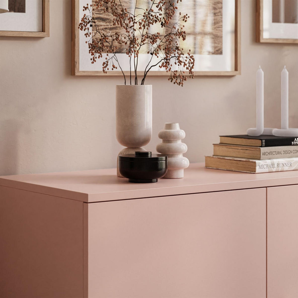 KOMMODE Zweitürige HARMONY Natürlich Rosa - Rosa, Holzwerkstoff (100/85/42cm) - Lookway