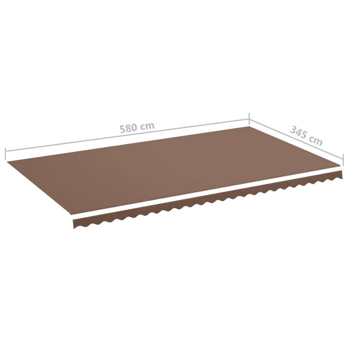 MARKISENSTOFF mit Volant| Braun, für 600x350cm Rahmen | Markisenbespannung Markisentuch - Braun, Textil (580/0.3/345cm) - DELUKE