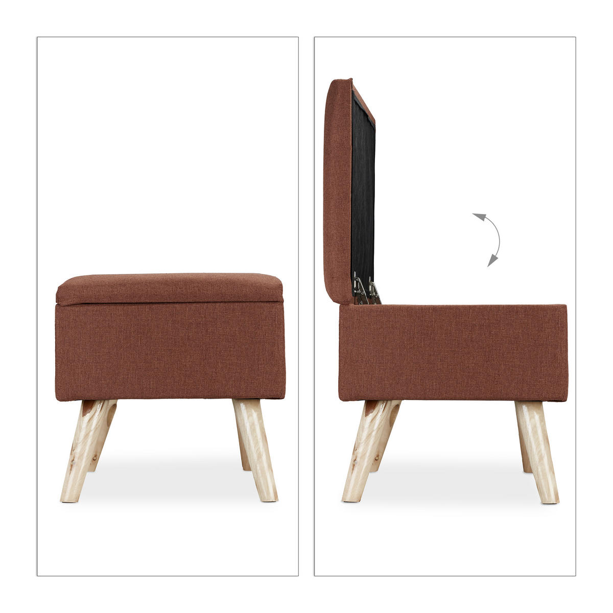 SITZBANK - Braun, Holz/Holzwerkstoff (79.5/39.5/39.5cm) - Relaxdays