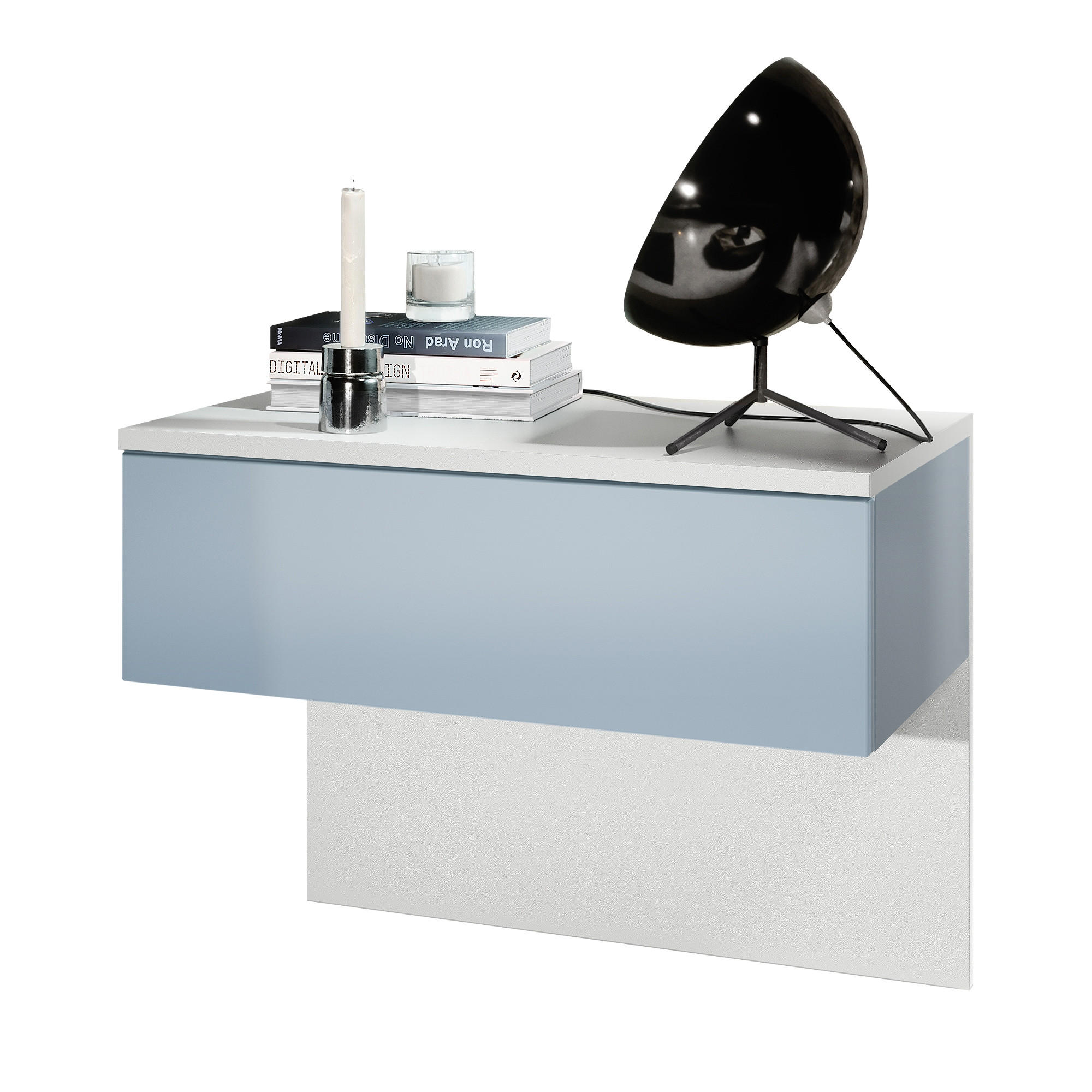 NACHTTISCH Sleep Fronten in Denim matt - Pastellblau, Holzwerkstoff (60/46/35cm) - Vladon
