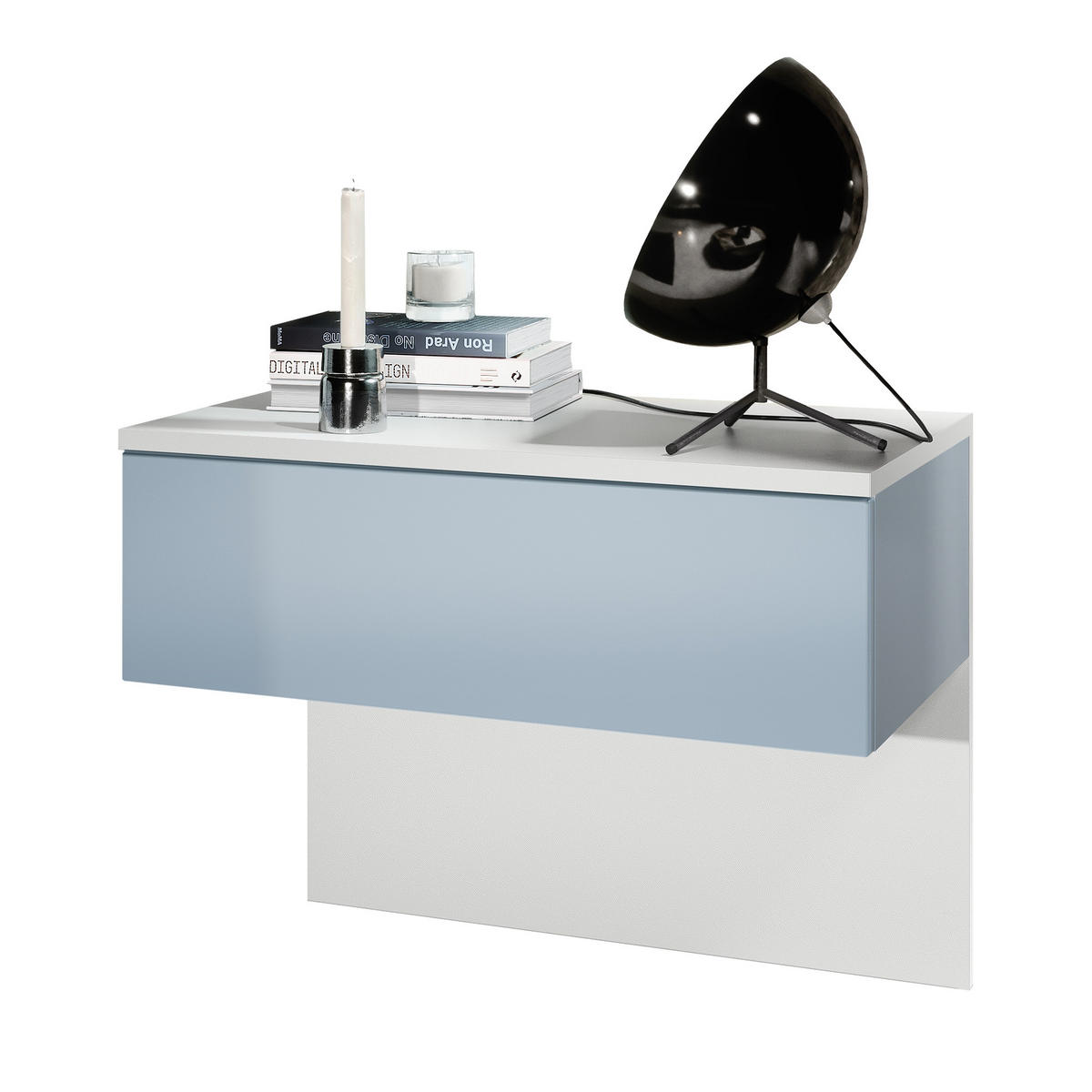 NACHTTISCH Sleep Fronten in Denim matt - Pastellblau, Holzwerkstoff (60/46/35cm) - Vladon