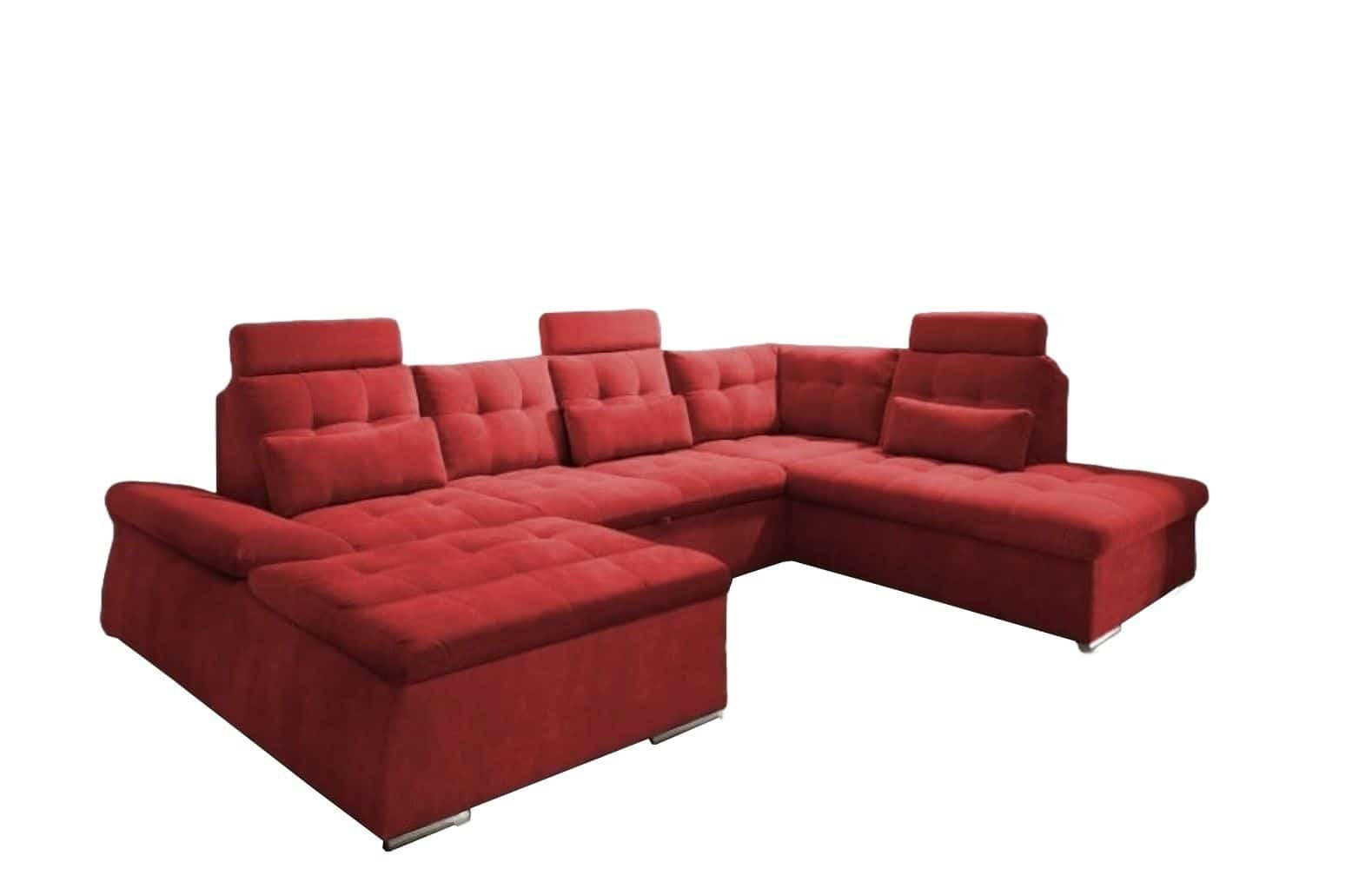 WOHNLANDSCHAFT mit Schlaffunktion, Bettkasten, Armlehnfunktion und verstellbaren Kopfstützen - Chromfarben/Rot, Textil (219/103/324cm) - ed exciting design