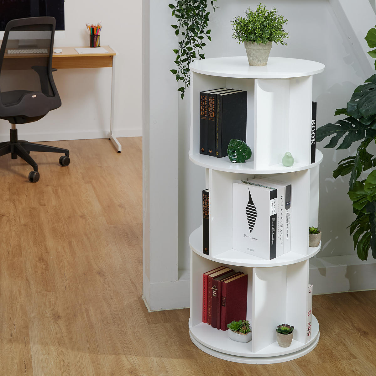 BÜCHERREGAL - Weiß, Holzwerkstoff/Metall (50/104/50cm) - Relaxdays