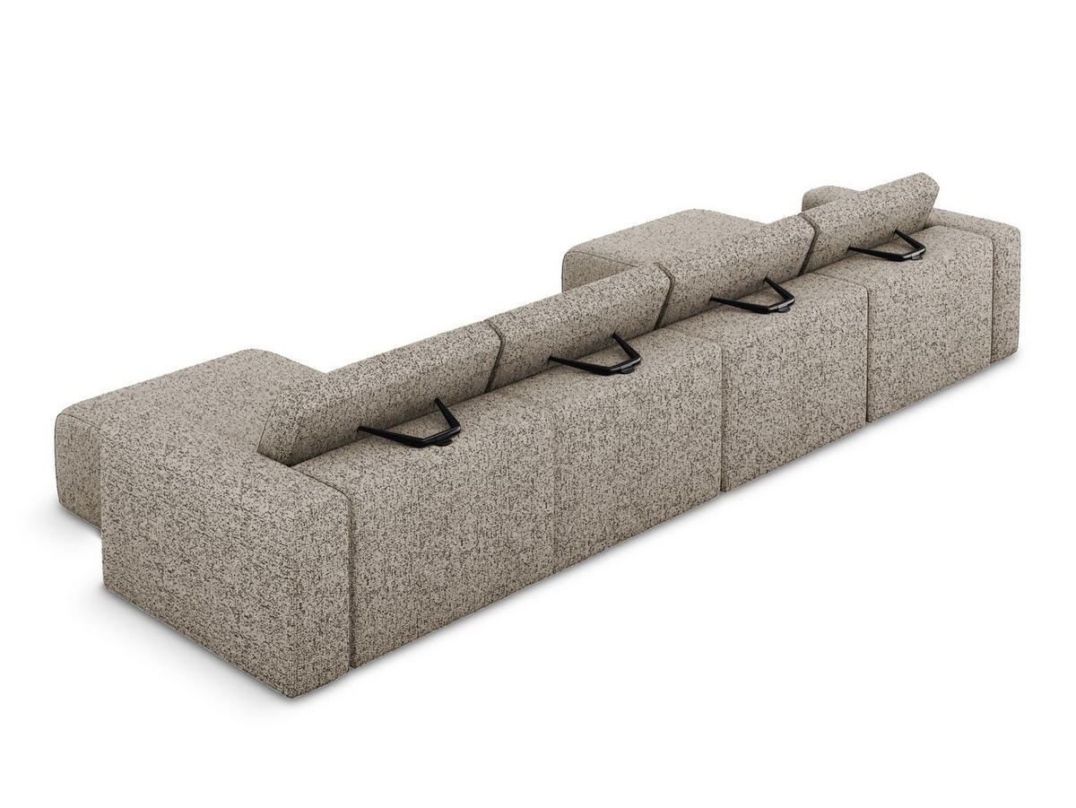 WOHNLANDSCHAFT Strukturstoff Stoff Beige - Beige/Gelb, Kunststoff/Textil (404/80/167cm) - Makamii