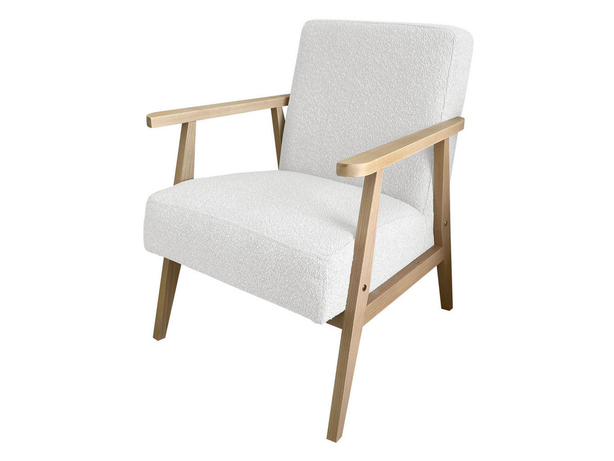 SESSEL Retro Boucle - Hellgrau/Naturfarben, Holz/Textil (59/76/67cm) - MIRJAN24