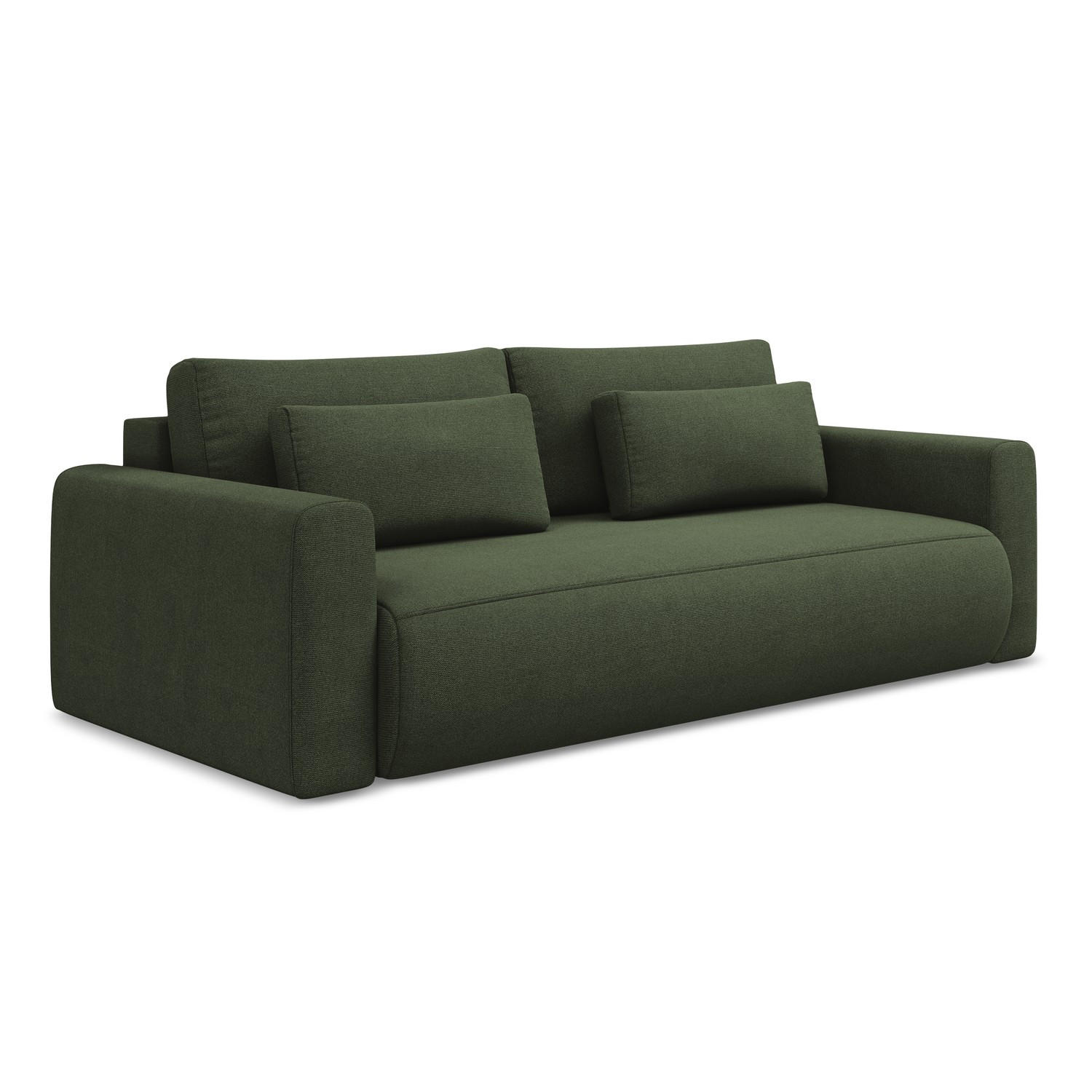 3-SITZER SOFA mit Schlaffunktion Strukturstoff Stoff Grün - Schwarz/Olivgrün, Kunststoff/Textil (238/82/105cm) - LaMiaSofa