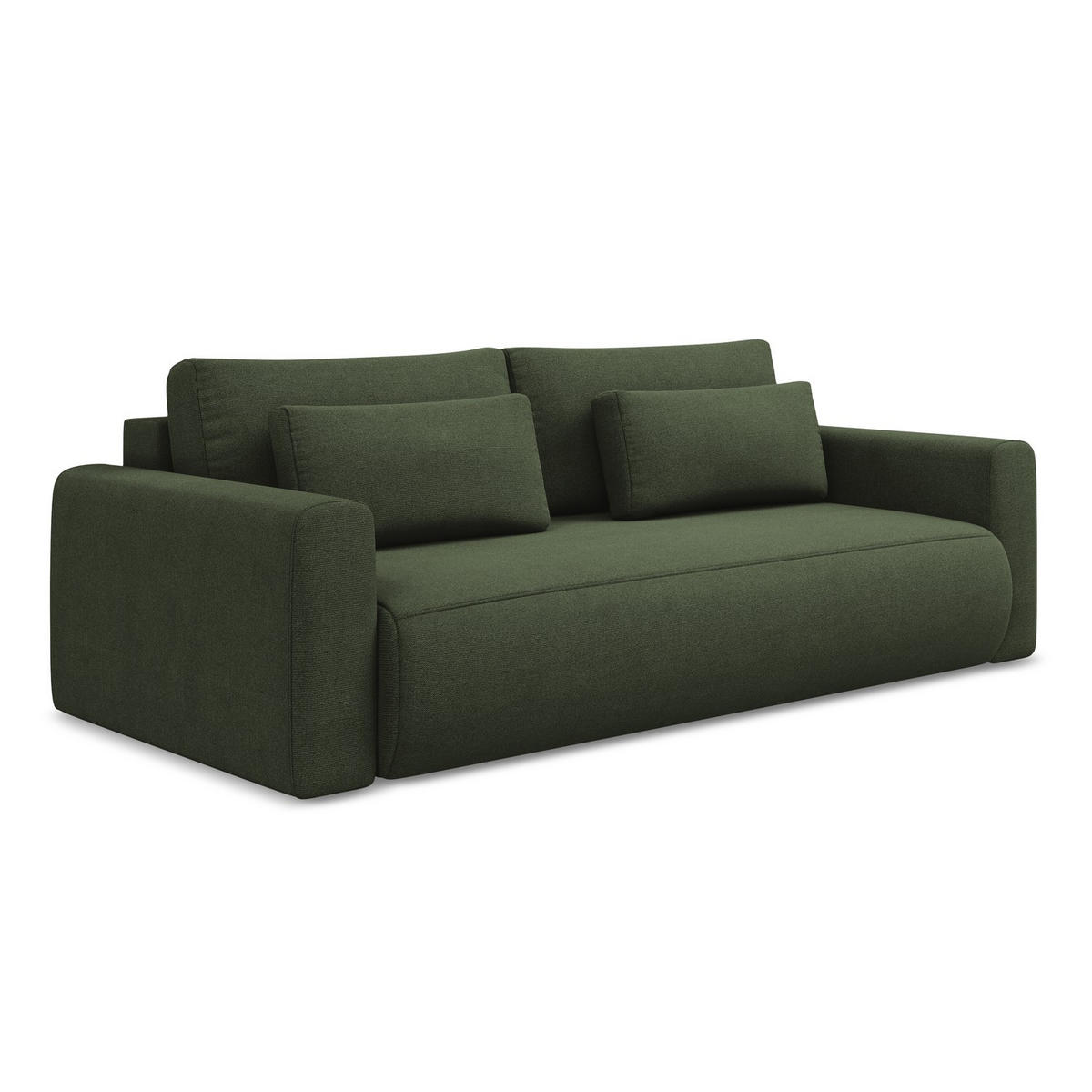 3-SITZER SOFA mit Schlaffunktion Strukturstoff Stoff Grün - Schwarz/Olivgrün, Kunststoff/Textil (238/82/105cm) - LaMiaSofa