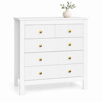KOMMODE aus Spanplatte 79x80,5x39,5 cm Weiß mit 5 Schubladen und goldfarbenen Griffen - Weiß, Holzwerkstoff (80.5/80.5/39.5cm) - IVMEU