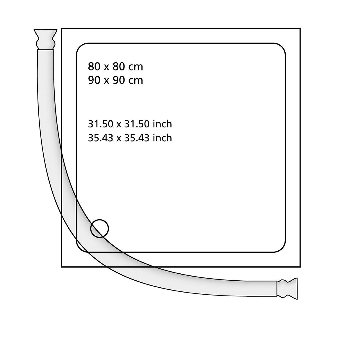 DUSCHSTANGE 80 x 80/ 90/90 cm - Silberfarben, Metall (90cm) - Wenko