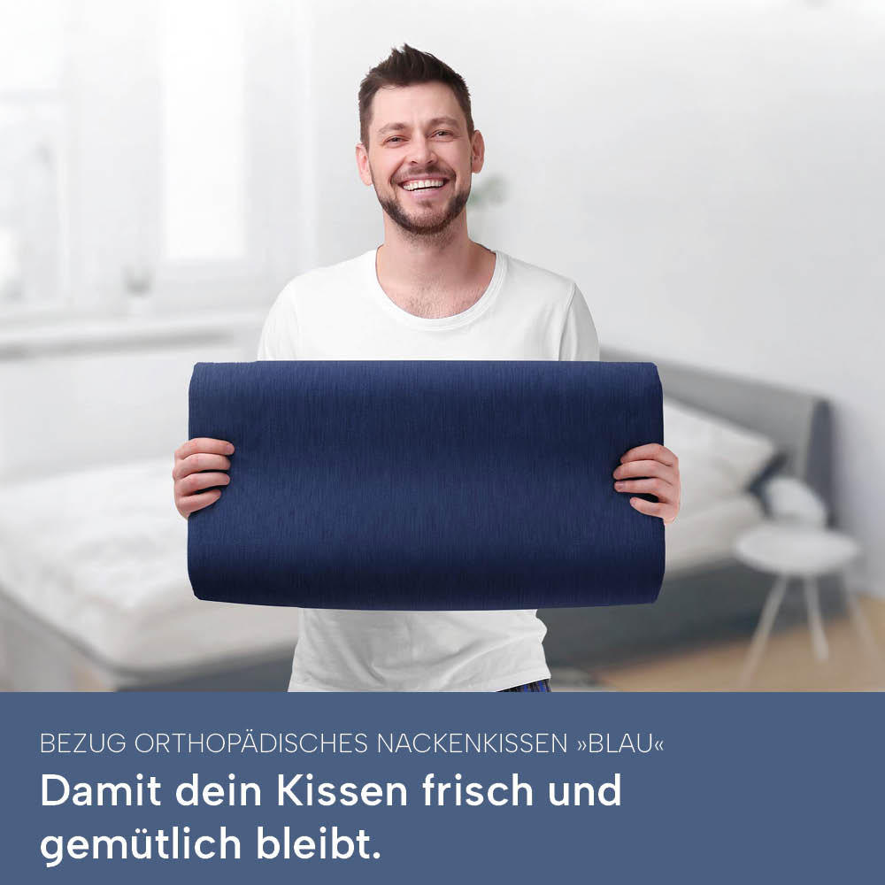 KISSENBEZUG für orthopädisches Nackenkissen, DOPPELPACK Blau 60x30 cm - Blau, Textil (30/60cm) - casimum