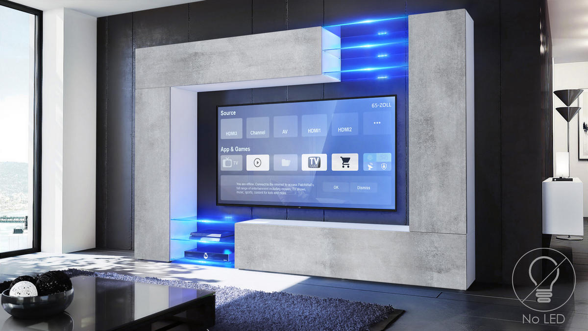 WOHNWAND Mirage Front in Beton Oxid Optik - Hellgrau, Holzwerkstoff (262/182.5/39cm) - Vladon