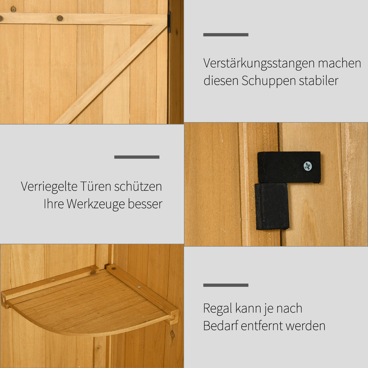 GARTENSCHRANK Geräteschuppen, mit Fachböden, Asphaltdach, Fenster, Holz, Gelb+Grün - Gelb/Grün, Holz (54.2/179/77cm) - Outsunny