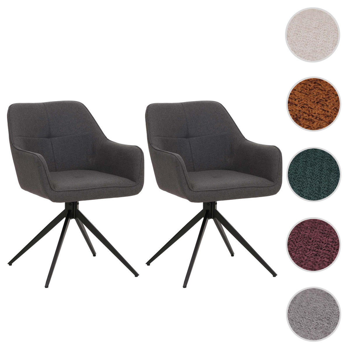 JÍDELNÍ ŽIDLE Černá, šedá, sada 2 ks - šedá/černá, textil (53/80/59cm) - MCW