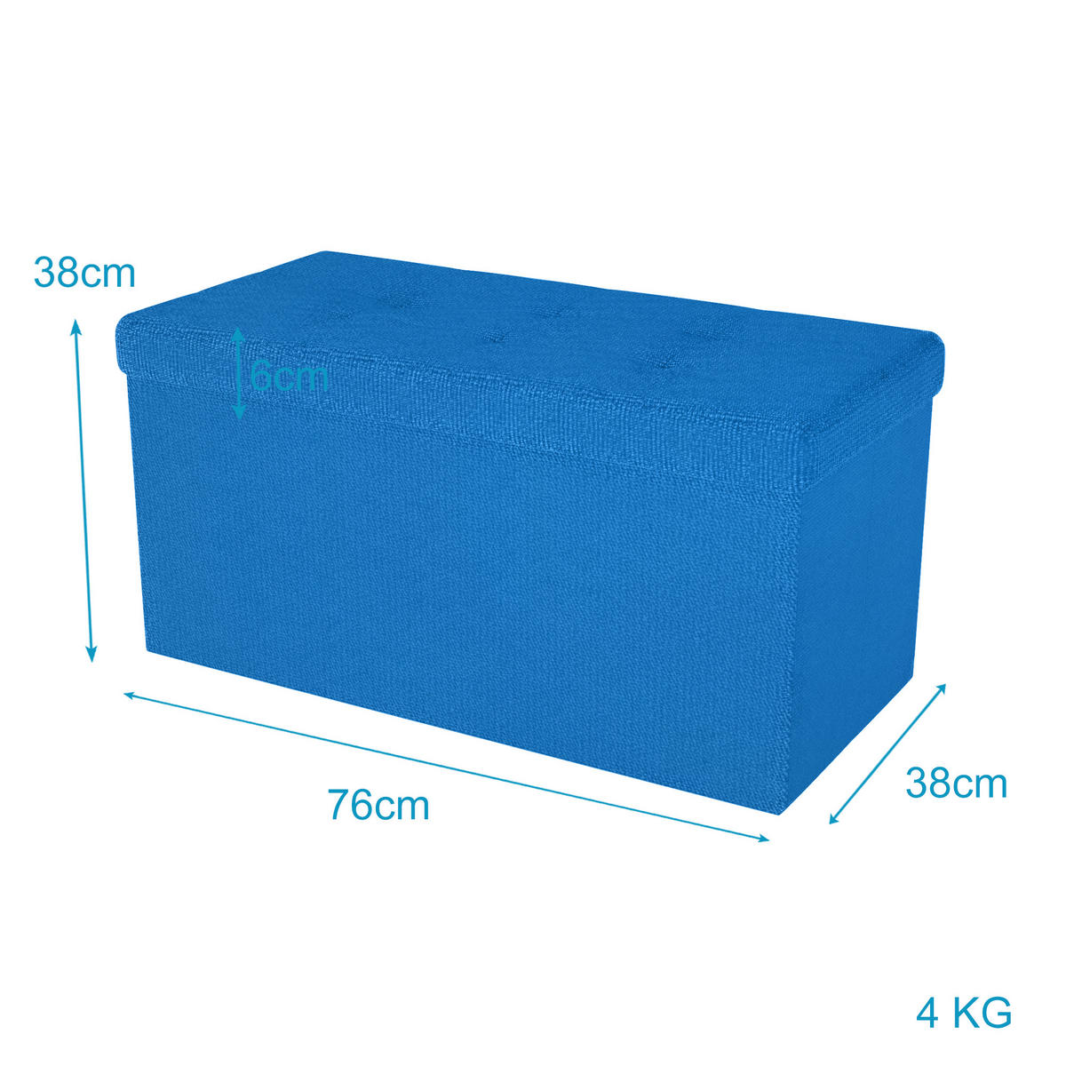 SITZTRUHE Faltbar 76/38/38 cm (Blau) - Blau, Textil (38/38/76cm) - Intirilife