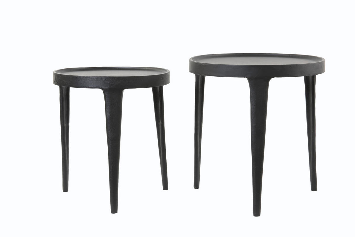 BEISTELLTISCH Tobias Schwarz Ø43/45,5 cm 2er-Set - Schwarz, Metall (43/43/45.5cm) - Light & Living