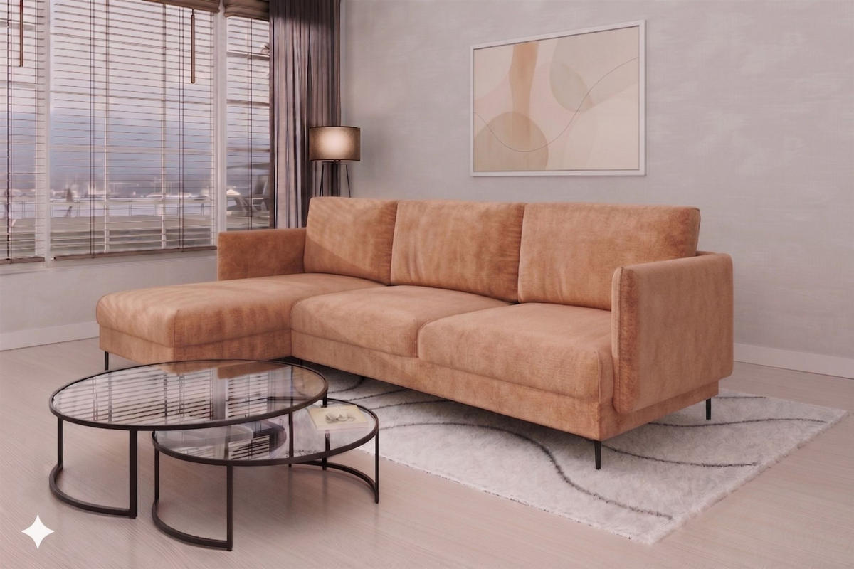 ECKSOFA Helmer In Stoff Vibe - Orange, Holzwerkstoff/Textil (164/293cm) - Fun Möbel