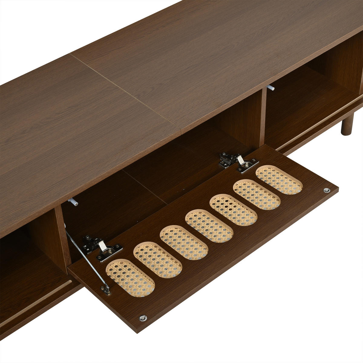 TV-LOWBOARD 180x40x40 cm Nussbaum Rattan 1 Tür MDF Oval - Walnussfarben, Holzwerkstoff (40/40/180cm) - FLIEKS
