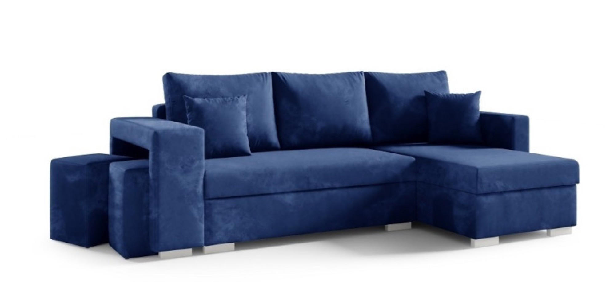 ECKSOFA Granatowy OLI Mit Hockern Rechts - Blau, Textil (143/243cm) - Sepro Meble