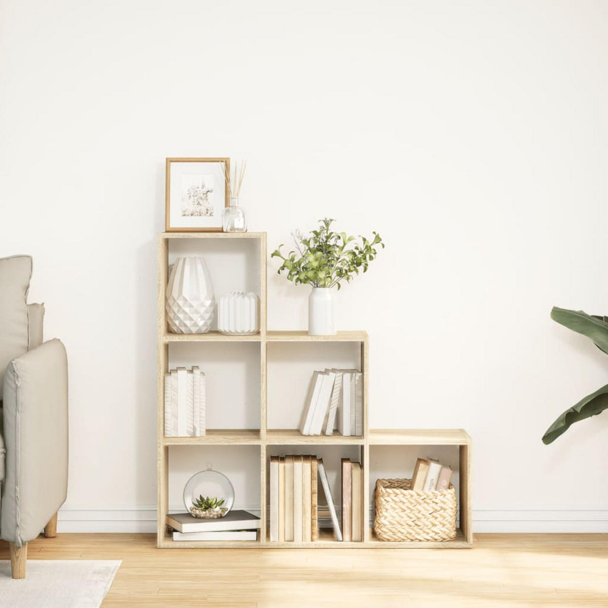 RAUMTEILER-BÜCHERREGAL 3 Etagen Sonoma-Eiche 99/29/99 Cm - Braun, Holzwerkstoff (99/99/29cm) - vidaXL