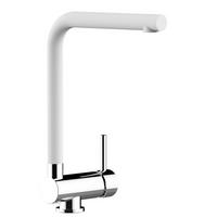 VORFENSTER-KÜCHENARMATUR, Umklappbar 6 CM, Verchromt und Weiß Granit, 360° schwenkbar - Weiß, Metall (20/31.3/20cm) - VIZIO