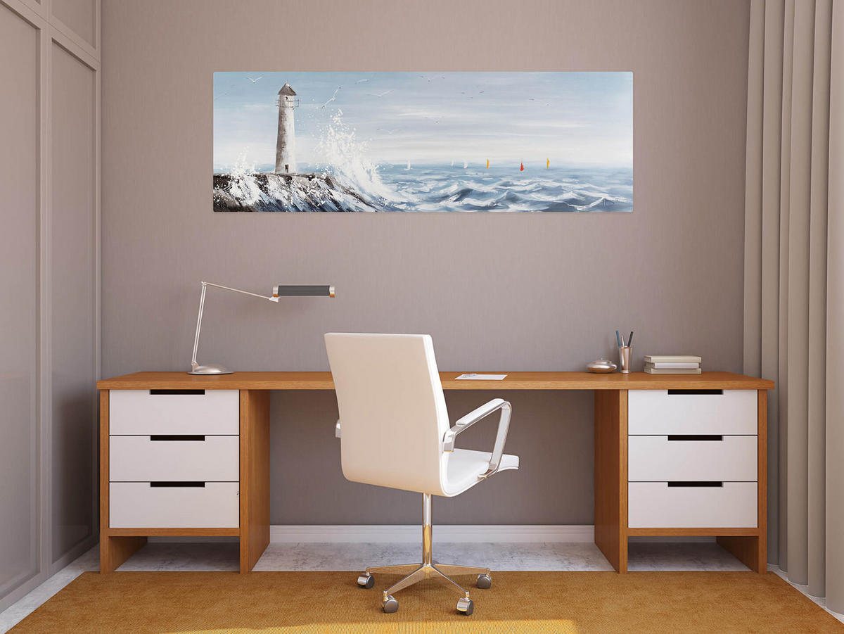 ÖLGEMÄLDE 150/50 cm - Blau/Weiß, Holz/Textil (150/50cm) - KUNSTLOFT