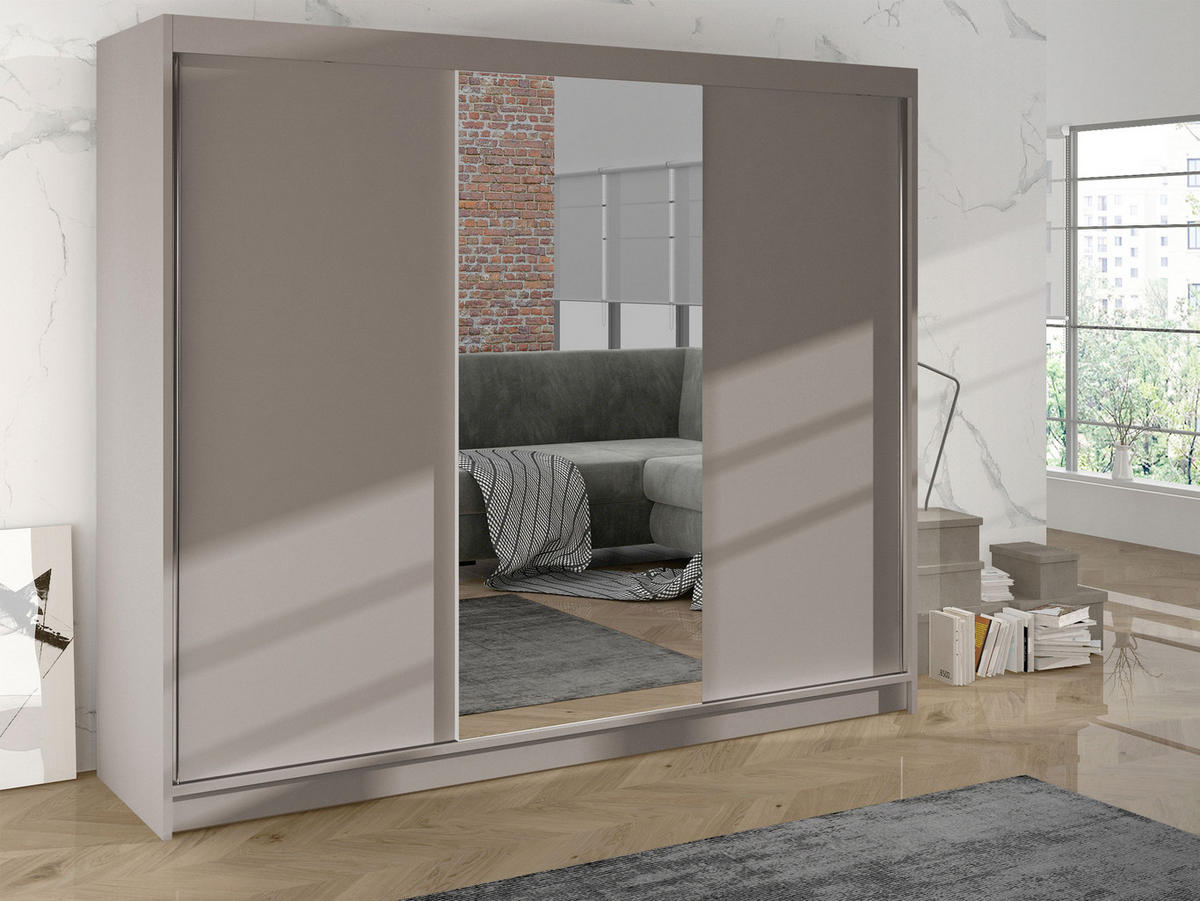 SCHWEBETÜRENSCHRANK Derby I - Kaschmir, Holzwerkstoff/Metall (200/215/58cm) - MIRJAN24