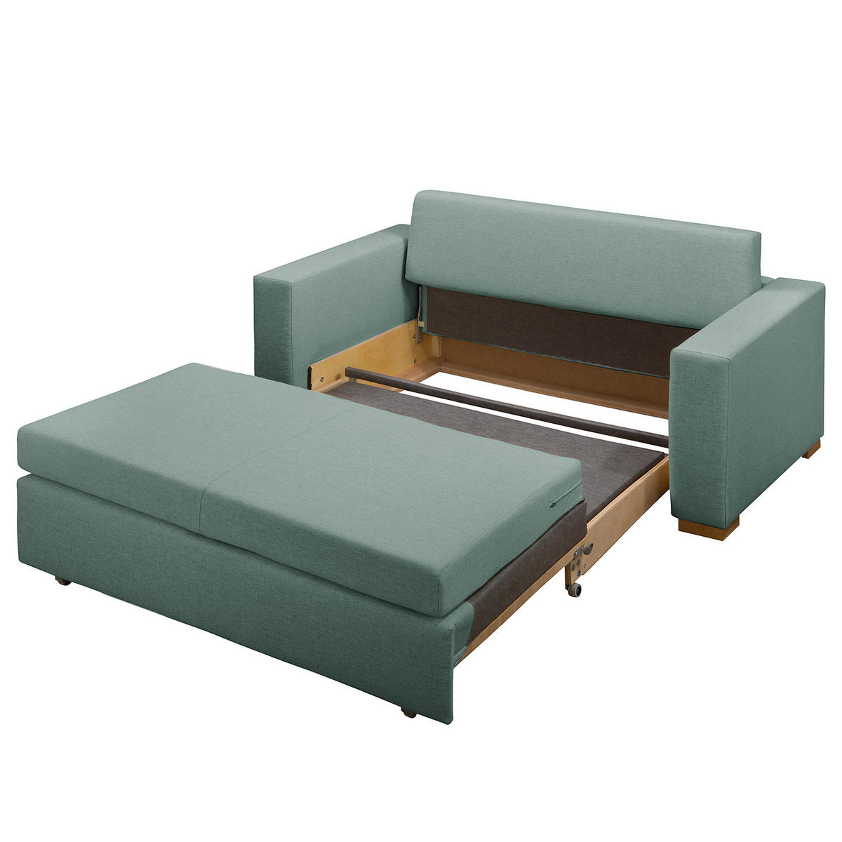 SCHLAFSOFA - Hellbraun/Mintgrün, Textil (153/90/90cm) - home24